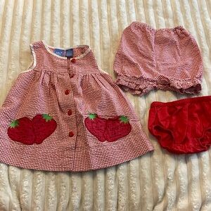 Baby Crew Strawberry Seersucker Gingham Print Dress